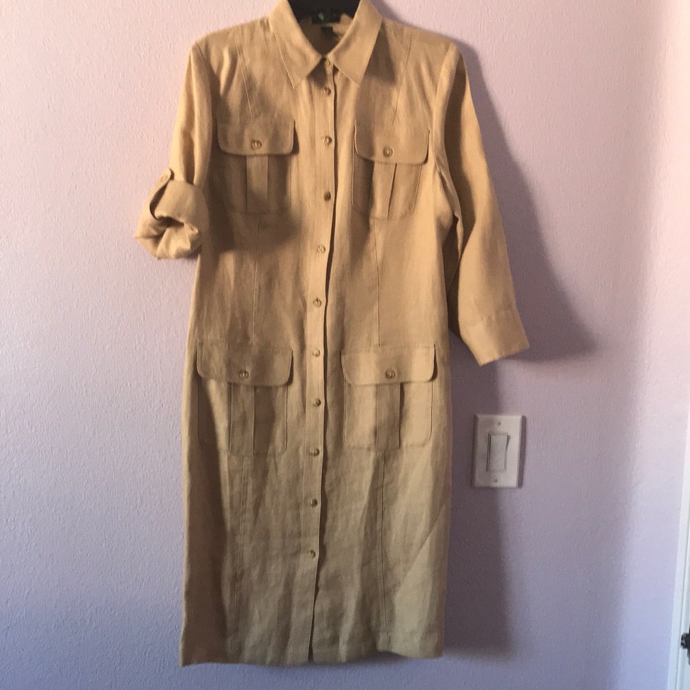 Vintage tan Ralph Lauren linen dress